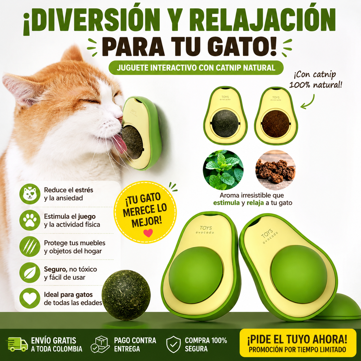 ¡A tu gato le encantará! ¡Juguete de aguacate con hierba gatera natural para una diversión garantizada!