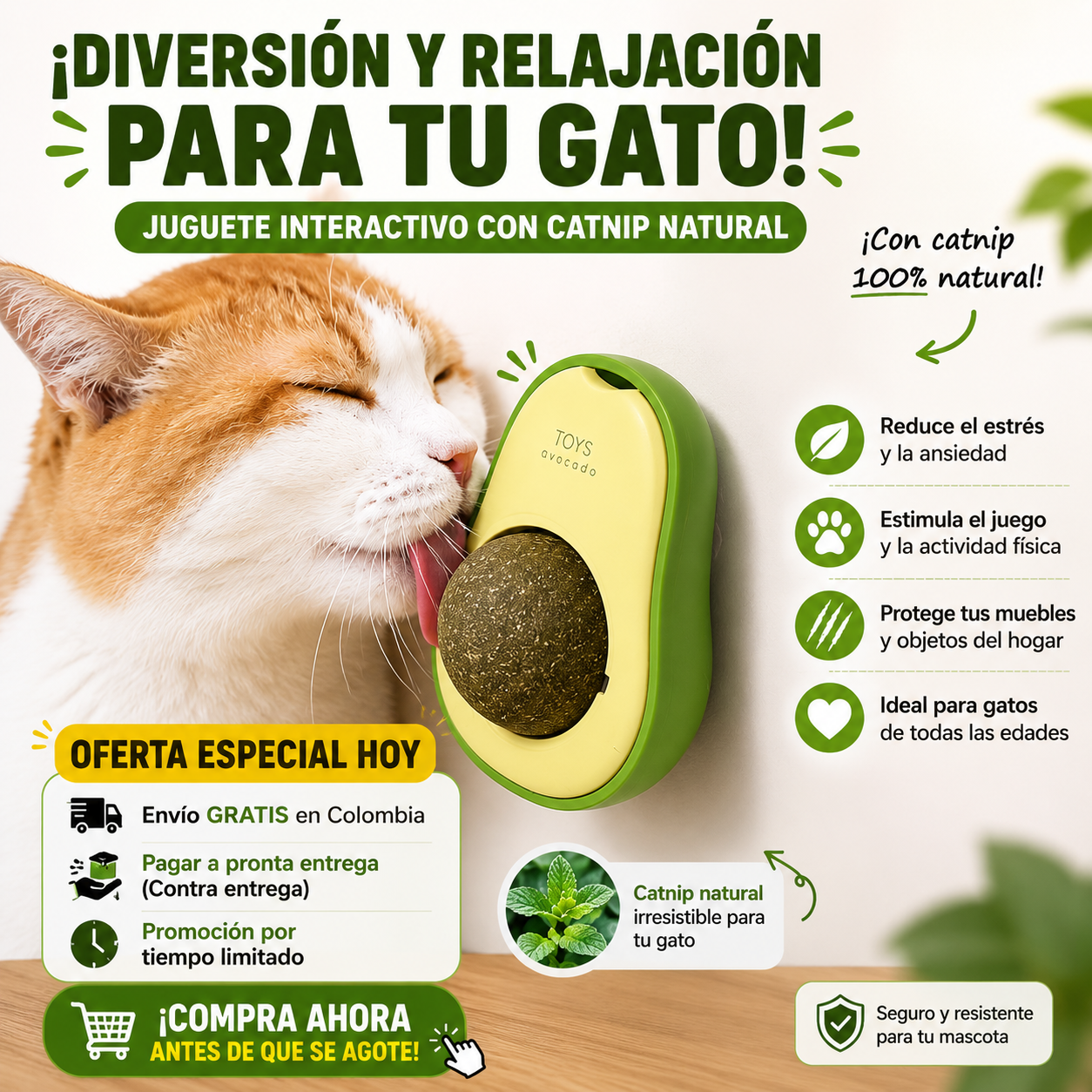 ¡A tu gato le encantará! ¡Juguete de aguacate con hierba gatera natural para una diversión garantizada!